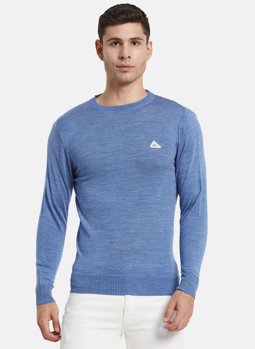 Men Blue Solid Pullover