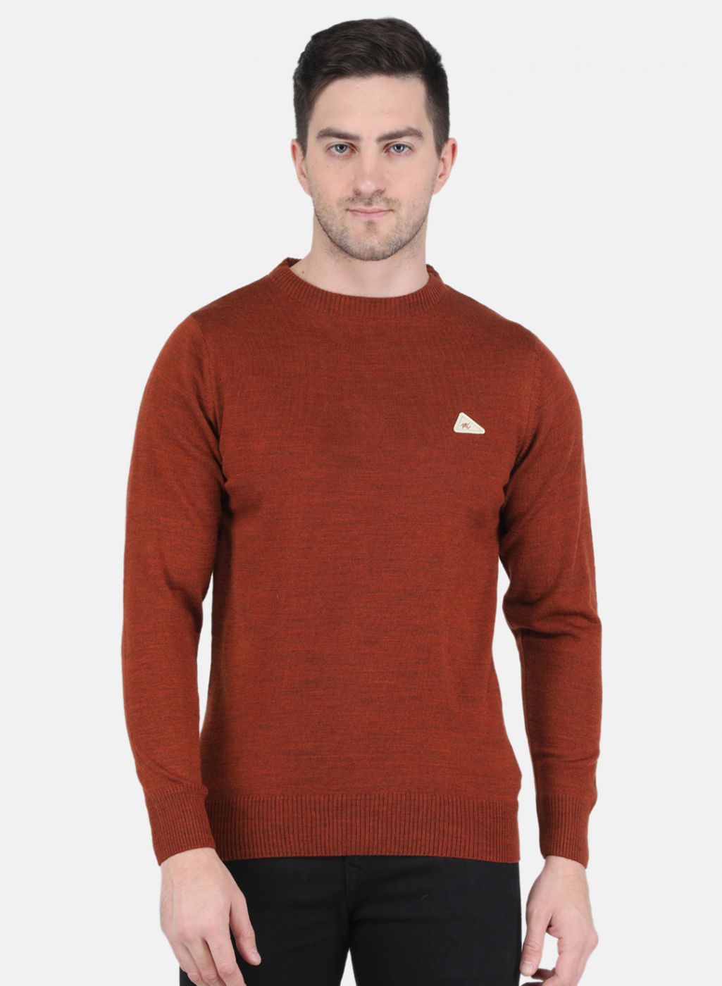 Men Brown Solid Pullover