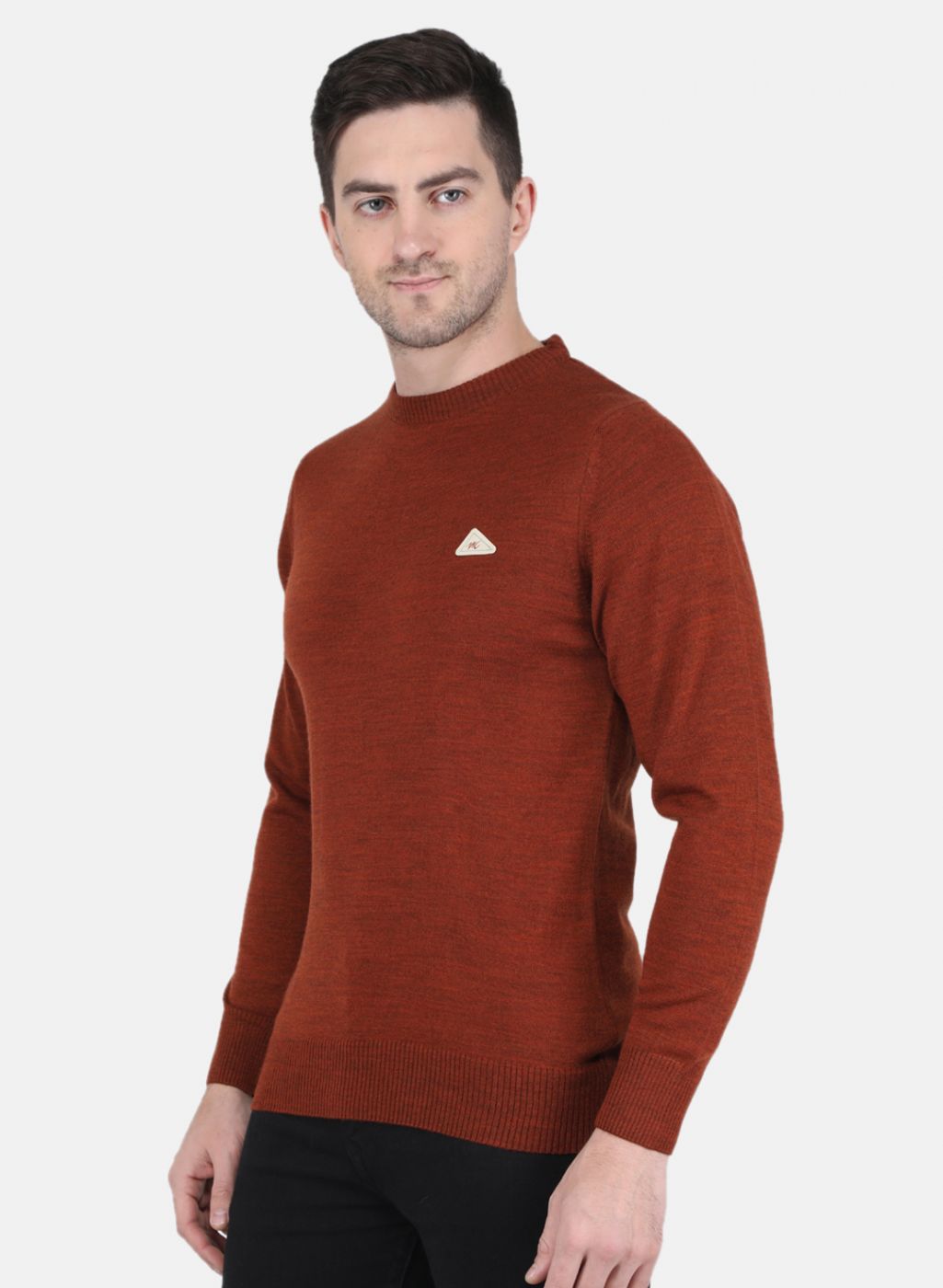 Men Brown Solid Pullover