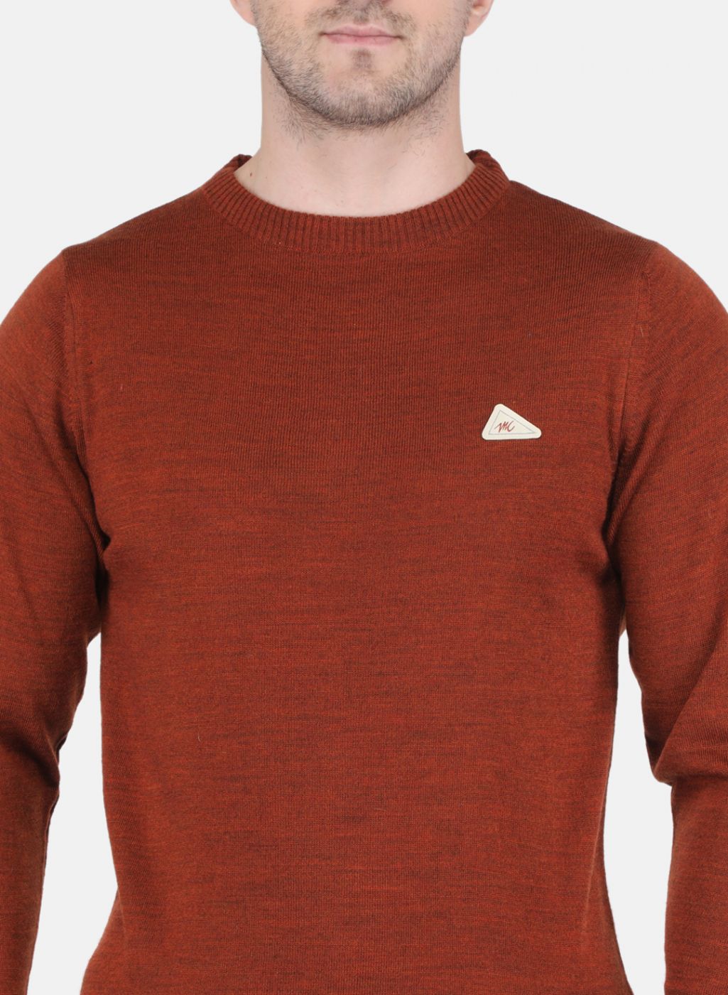 Men Brown Solid Pullover