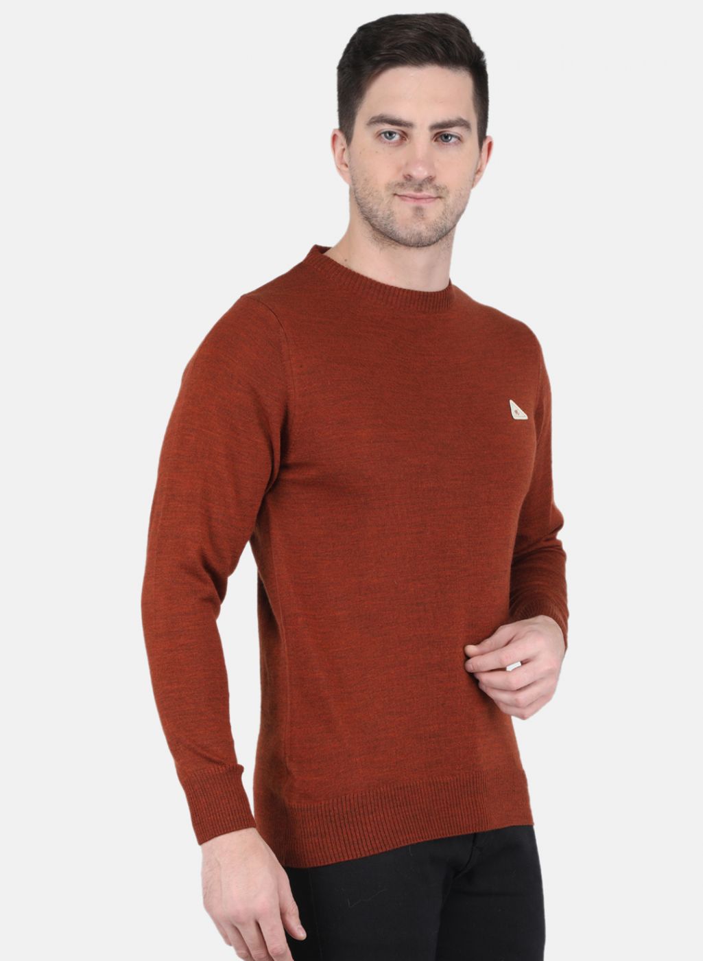 Men Brown Solid Pullover