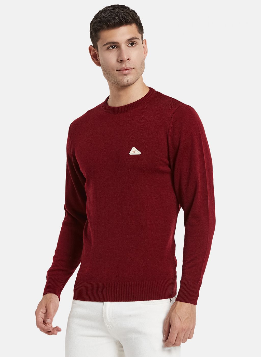 Men Maroon Solid Pullover