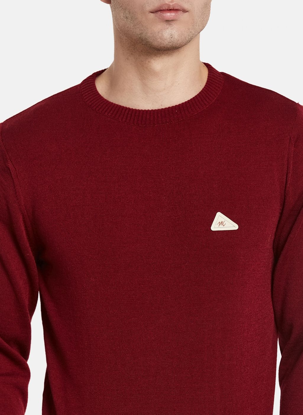 Men Maroon Solid Pullover