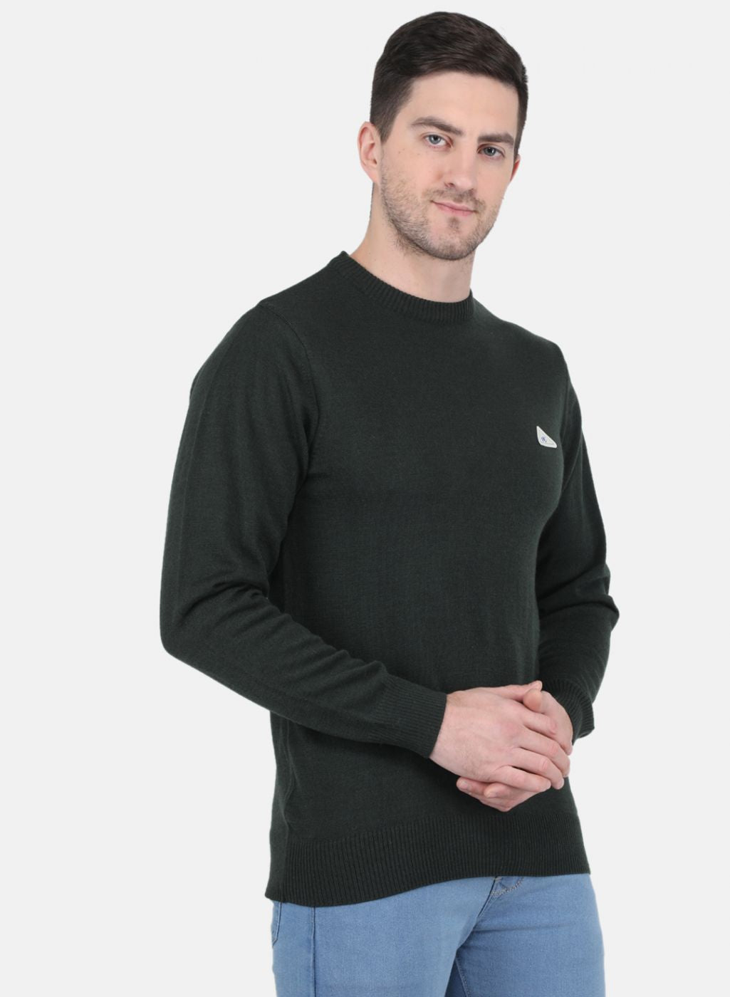 Men Green Solid Pullover