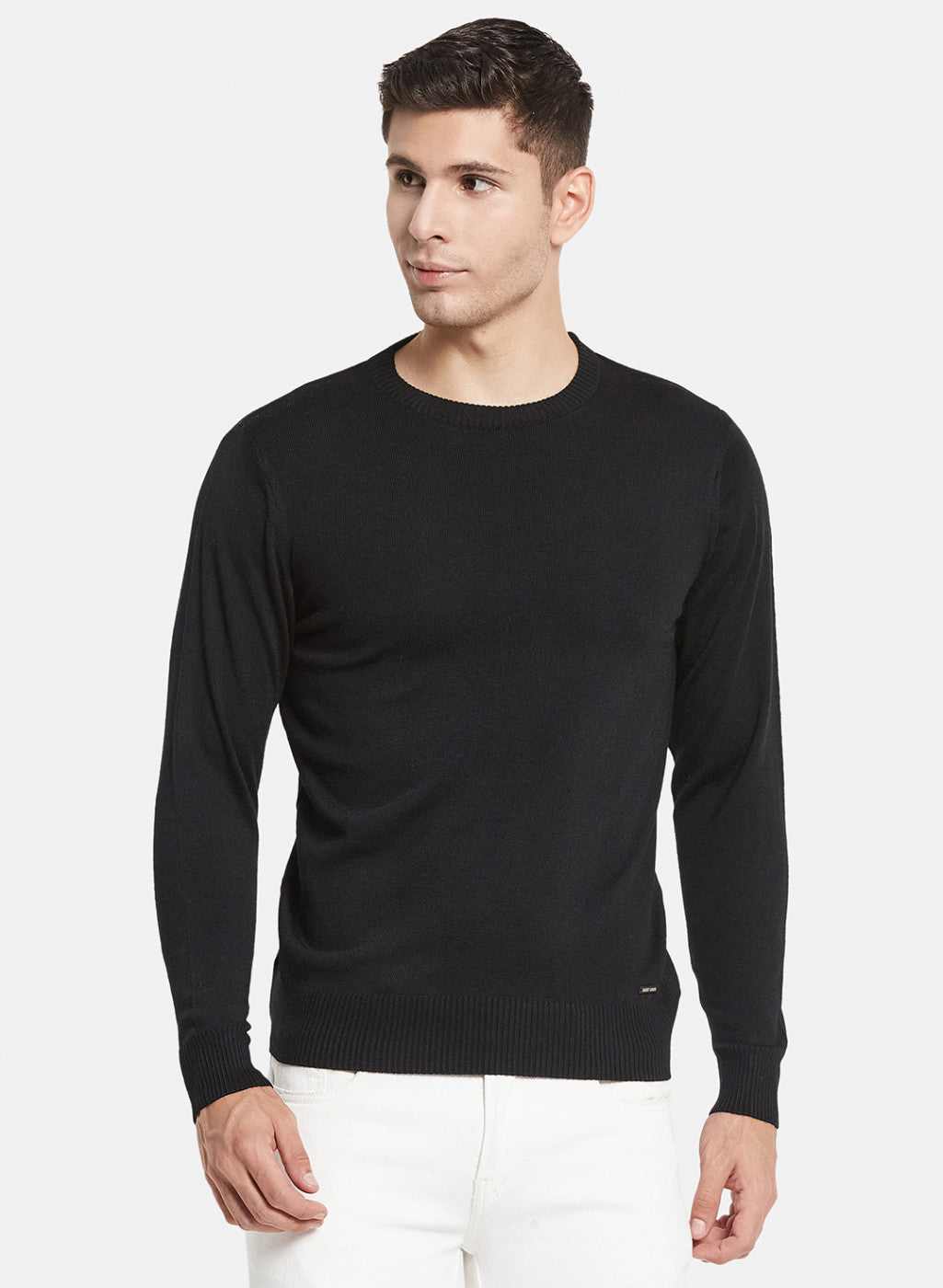 Men Black Solid Pullover