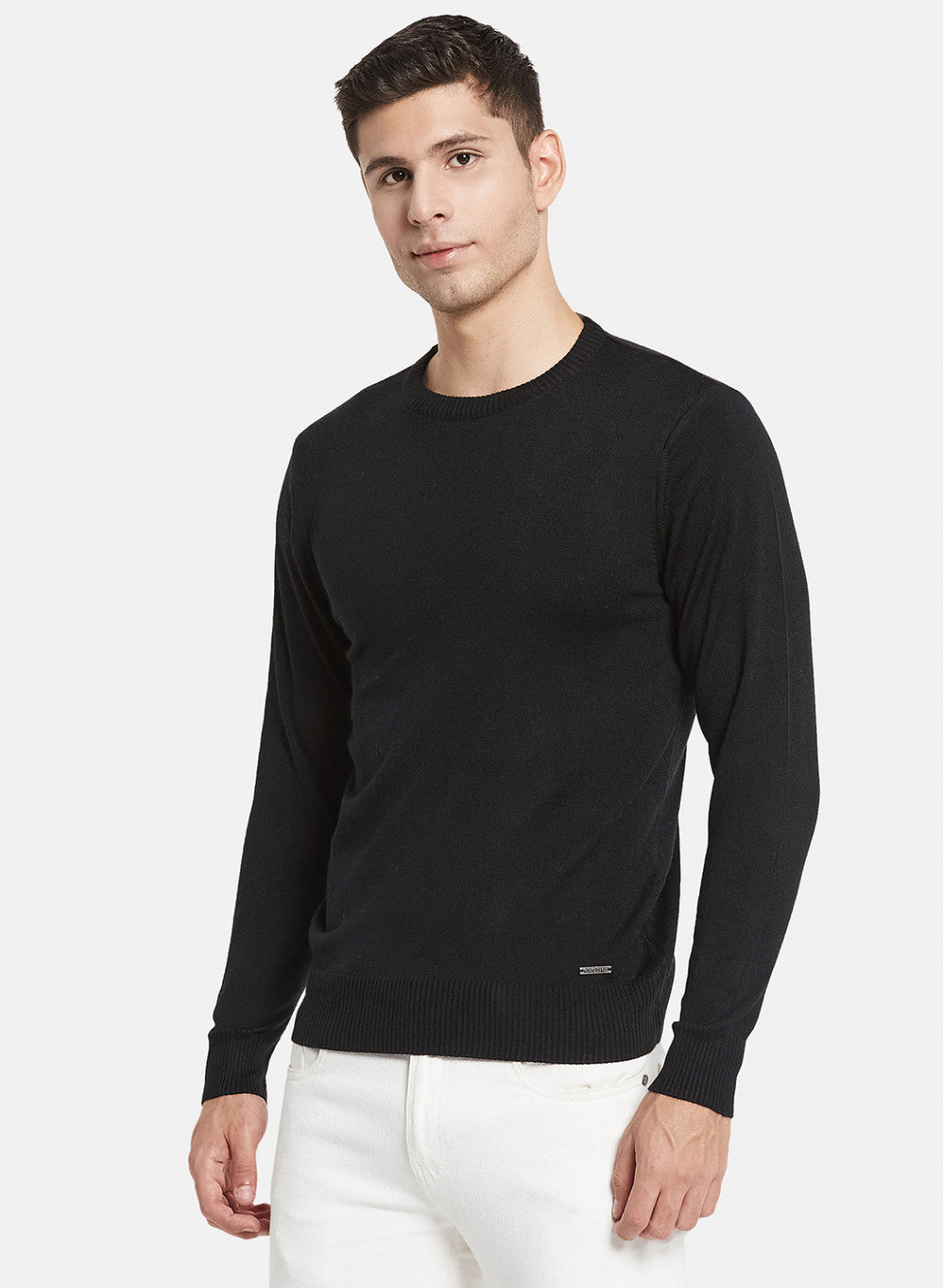 Men Black Solid Pullover