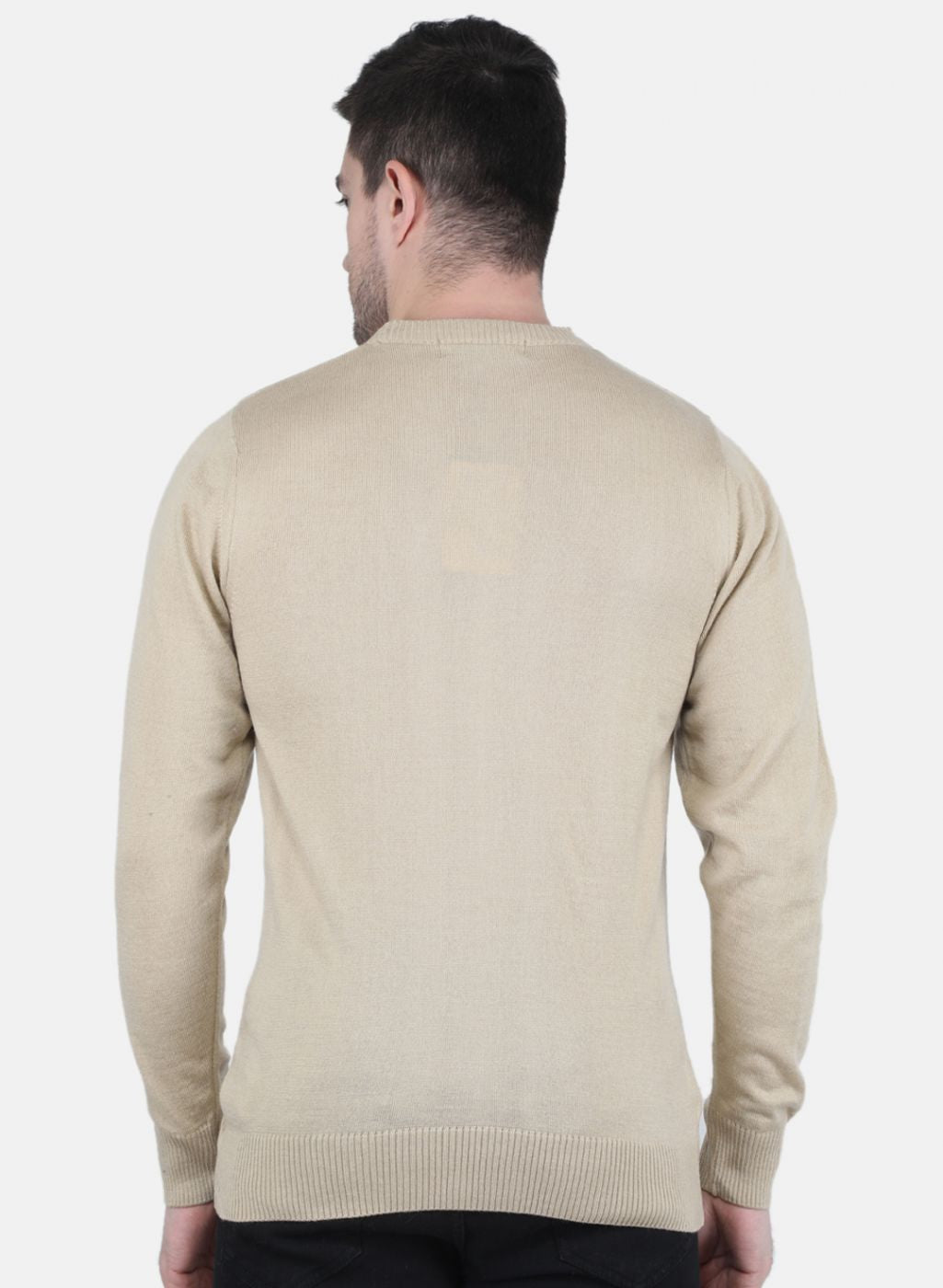 Men Beige Solid Pullover