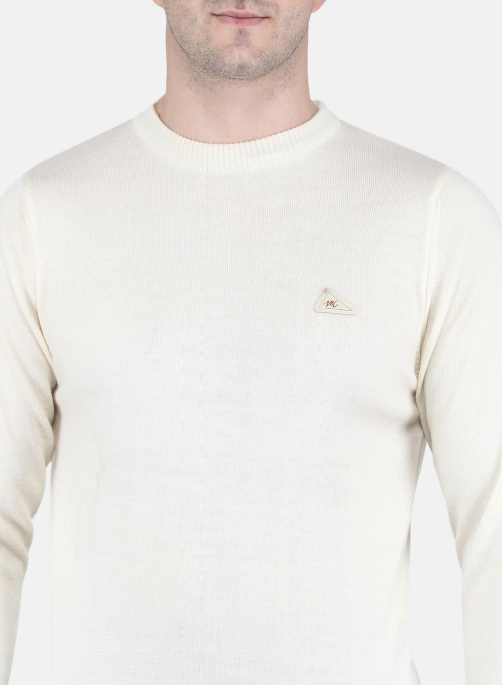 Men Off White Solid Pullover