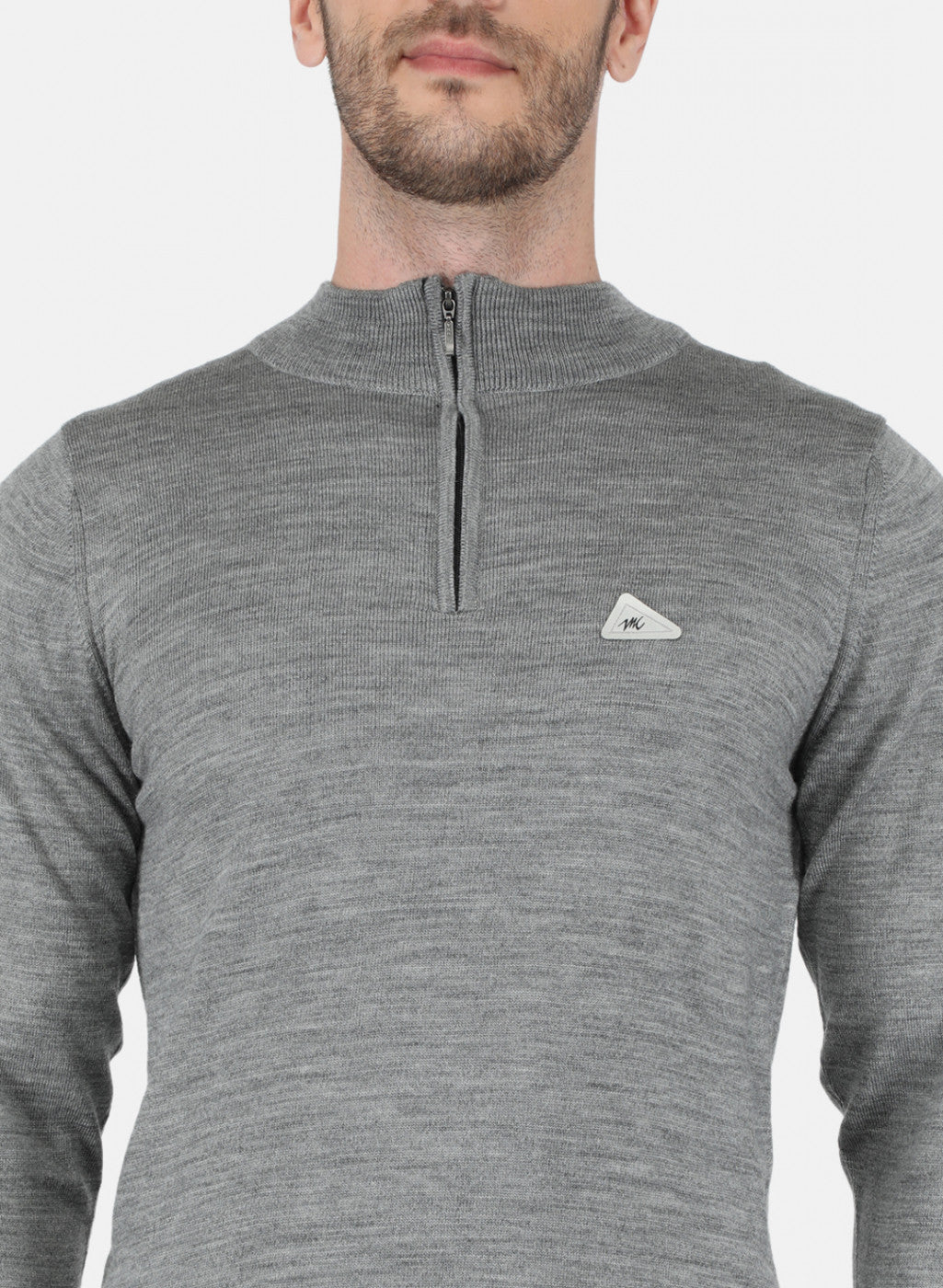 Men Grey Solid Pullover