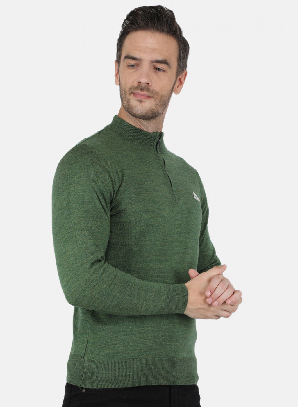 Men Olive Solid Pullover