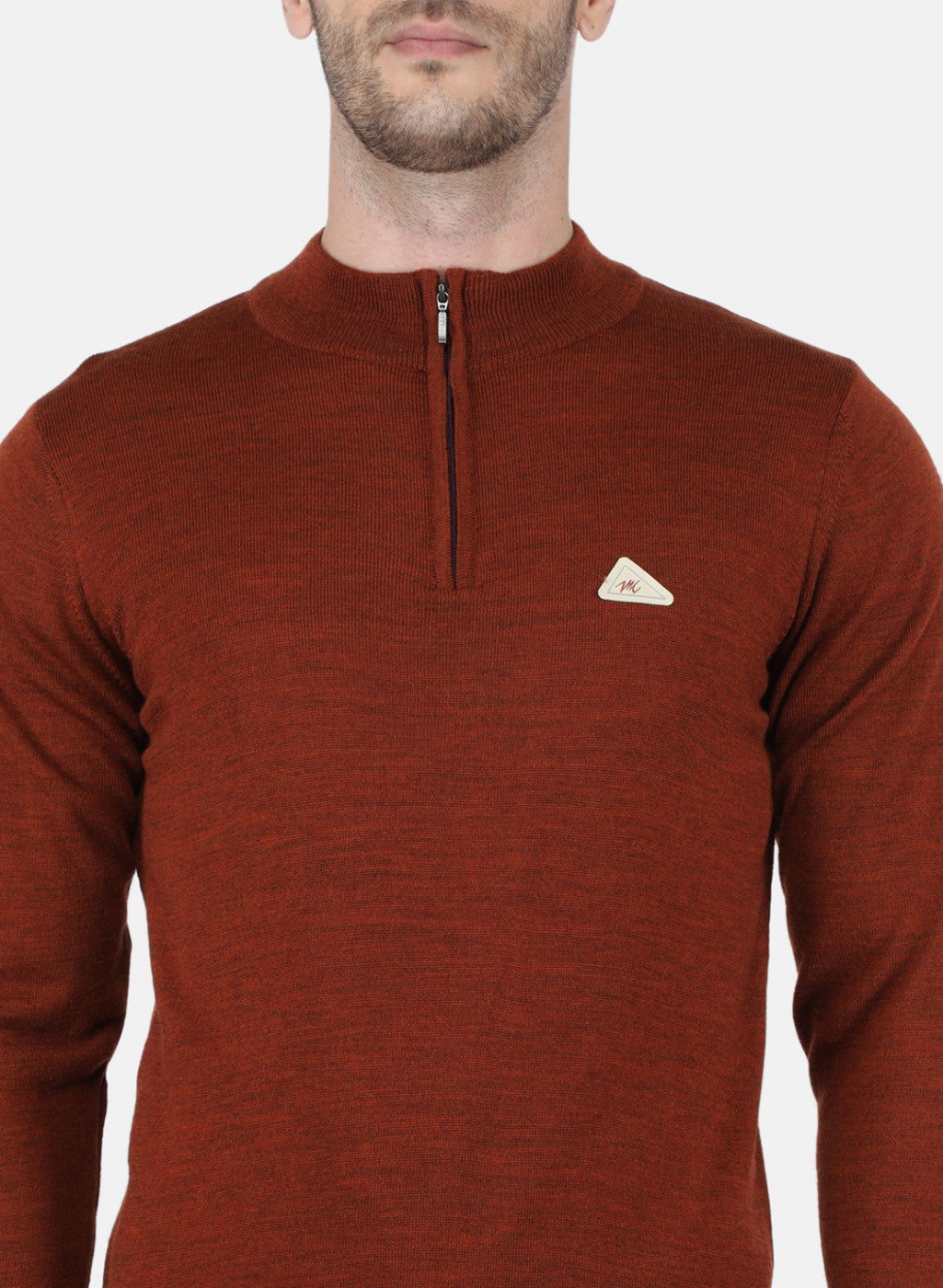 Men Brown Solid Pullover