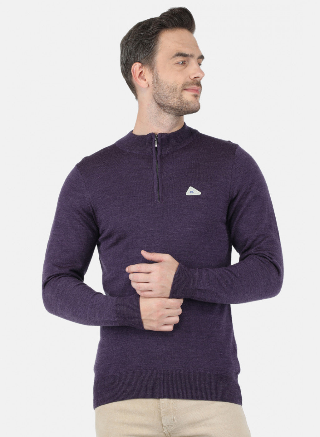Men Purple Solid Pullover