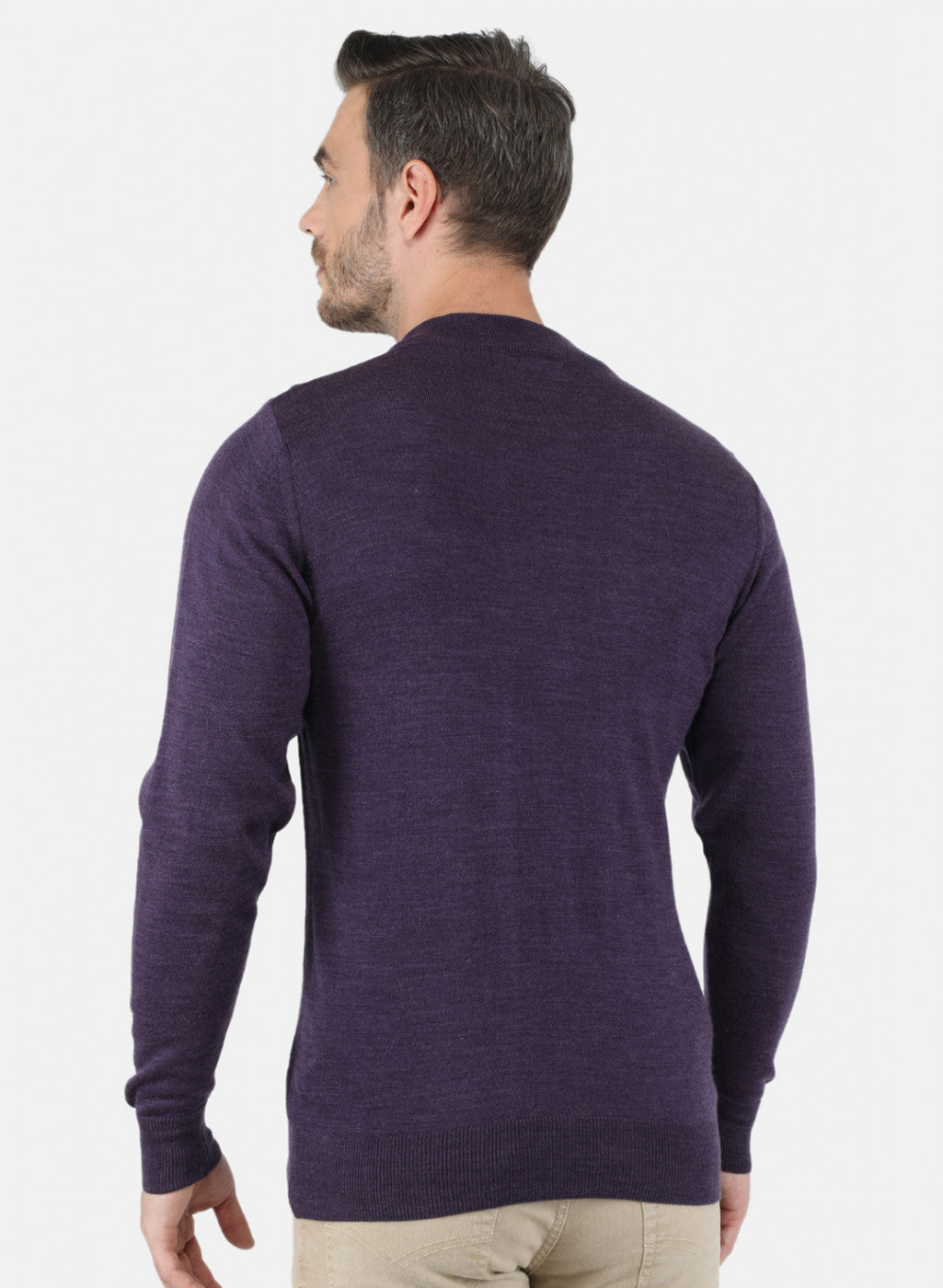 Men Purple Solid Pullover