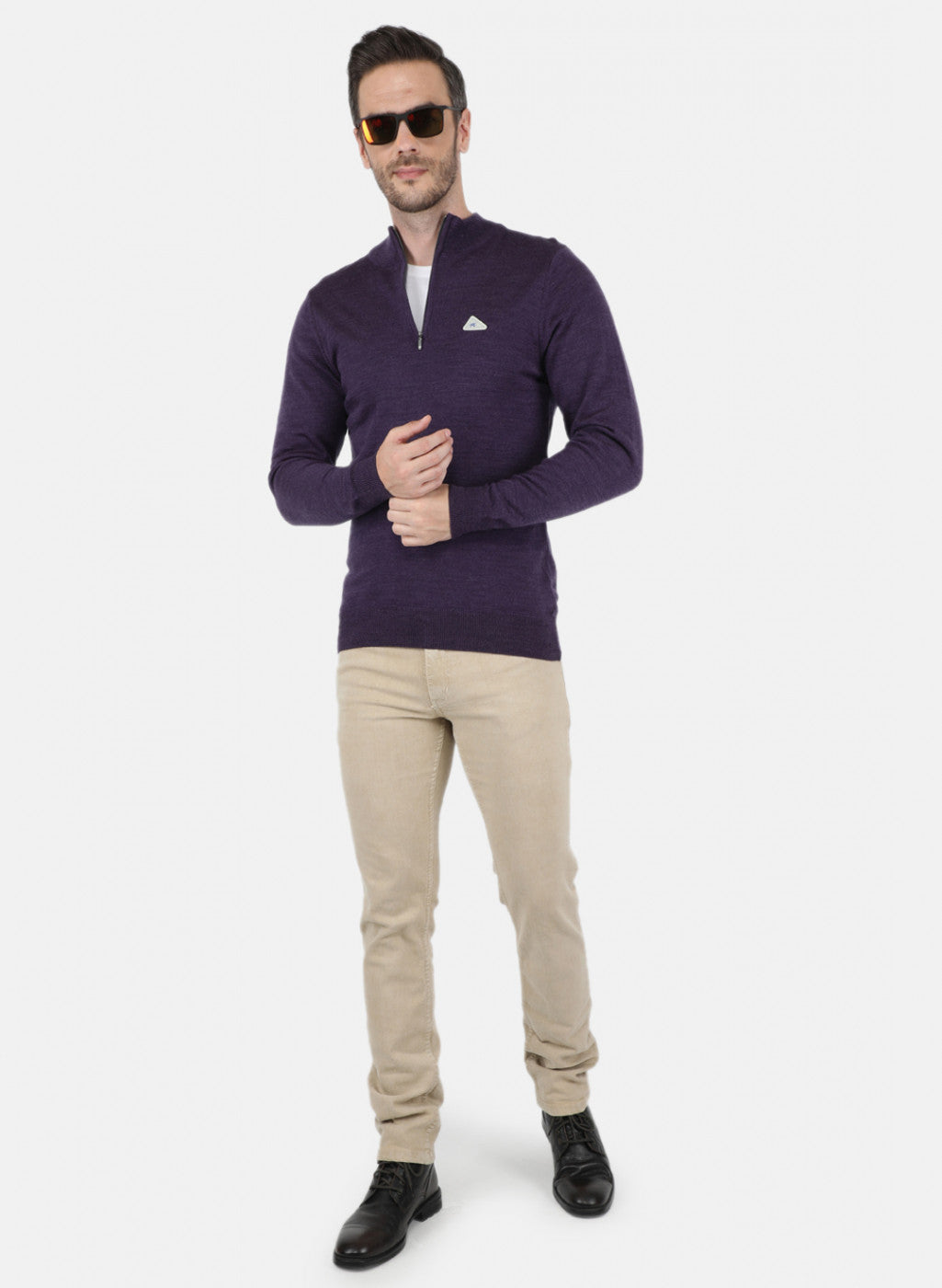 Men Purple Solid Pullover