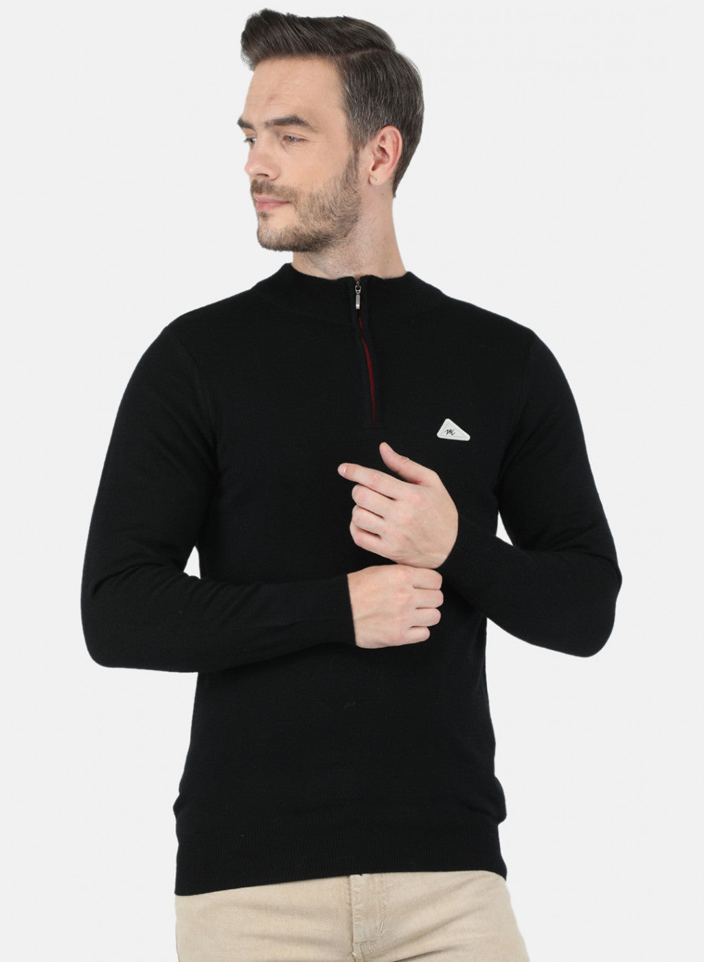 Men Black Solid Pullover