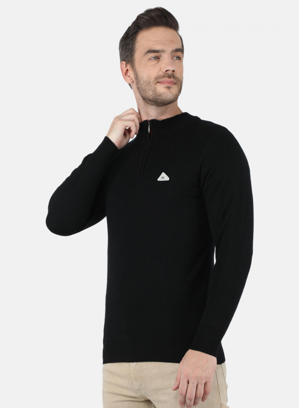 Men Black Solid Pullover