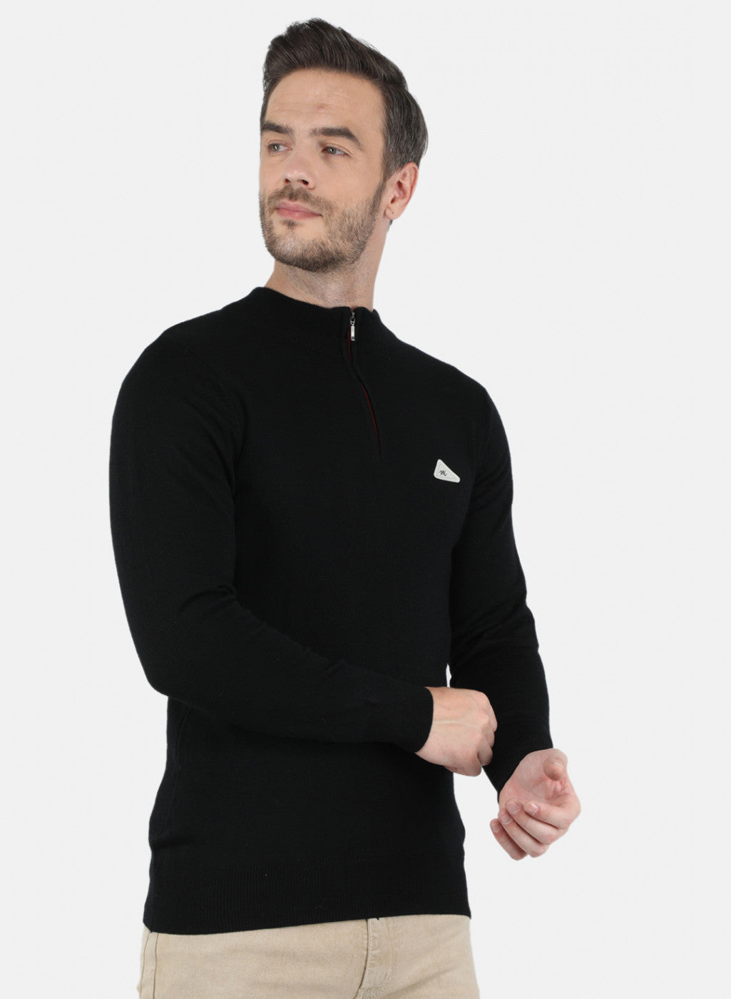 Men Black Solid Pullover