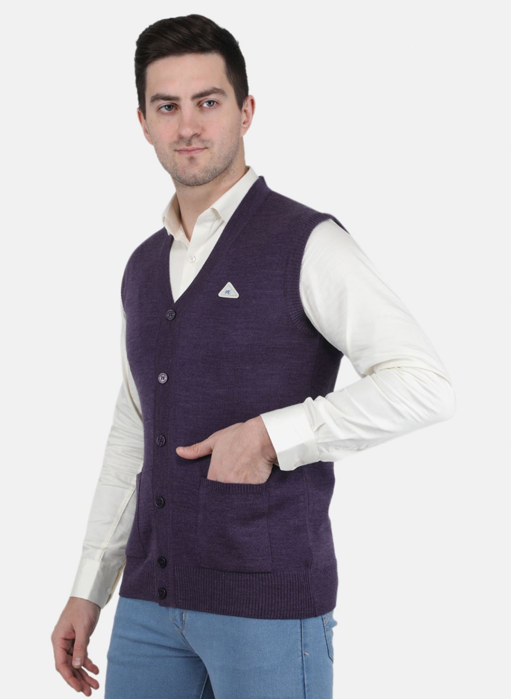 Men Purple Solid Cardigan