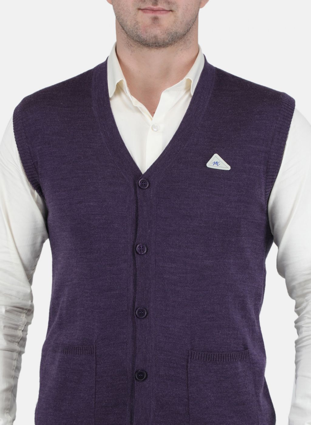Men Purple Solid Cardigan