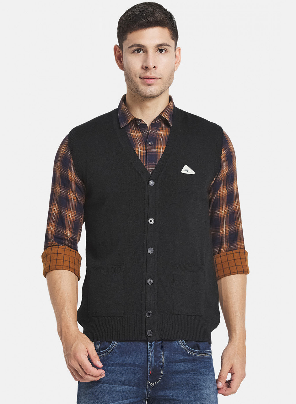 Men Black Solid Cardigan
