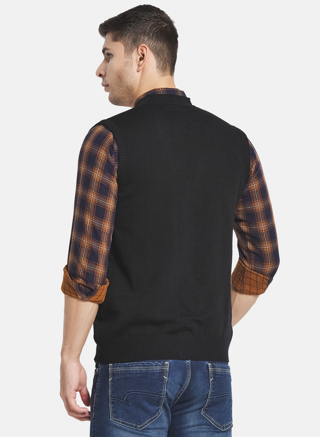 Men Black Solid Cardigan