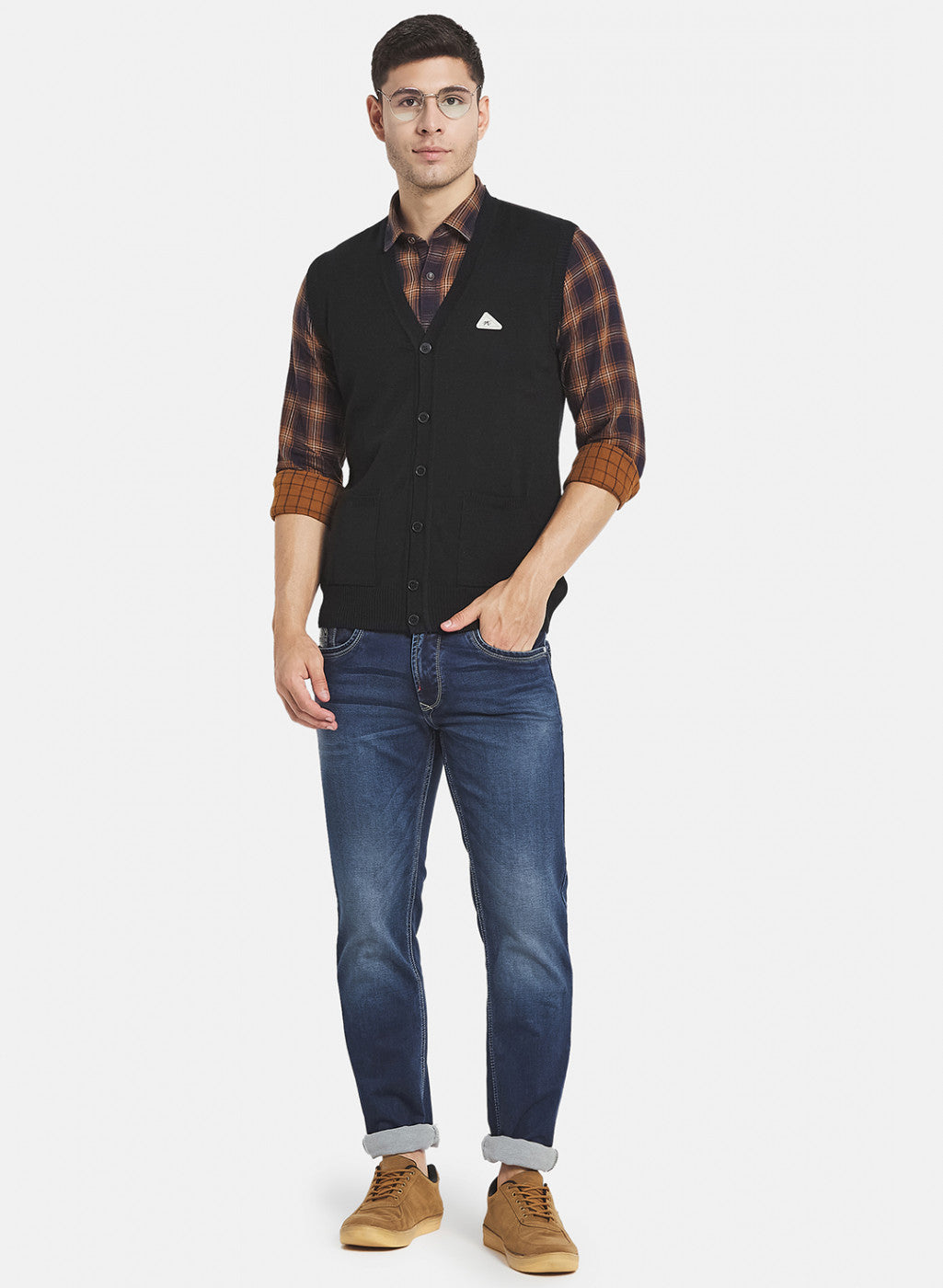 Men Black Solid Cardigan