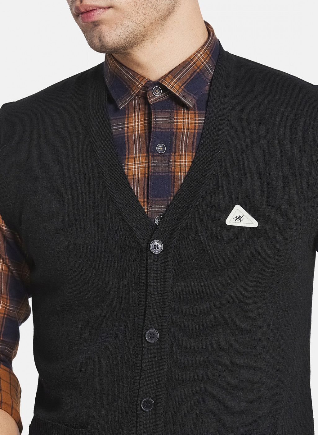 Men Black Solid Cardigan