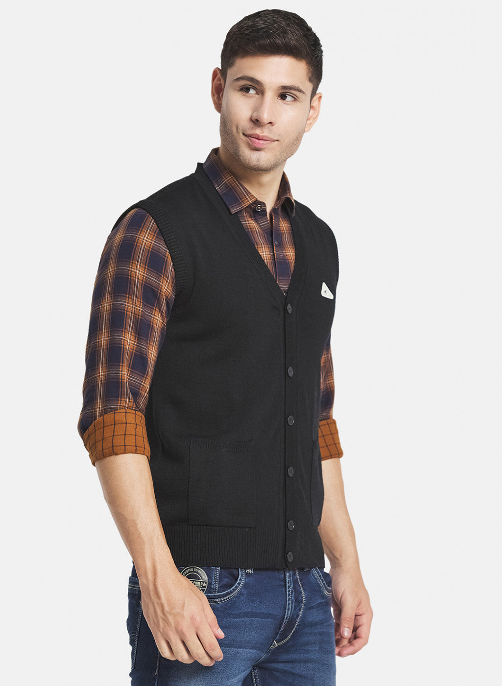 Men Black Solid Cardigan