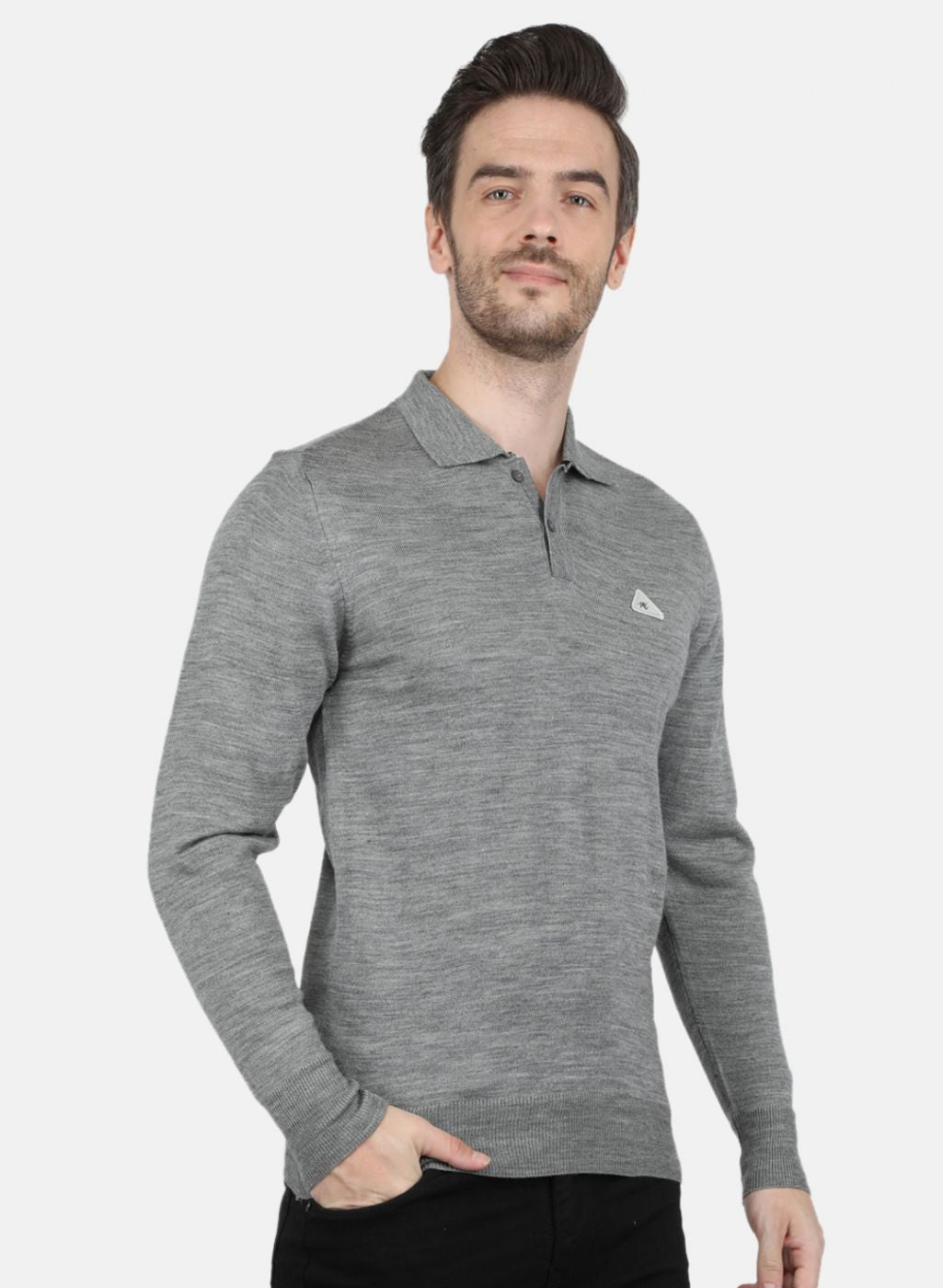 Men Grey Solid T-Shirt