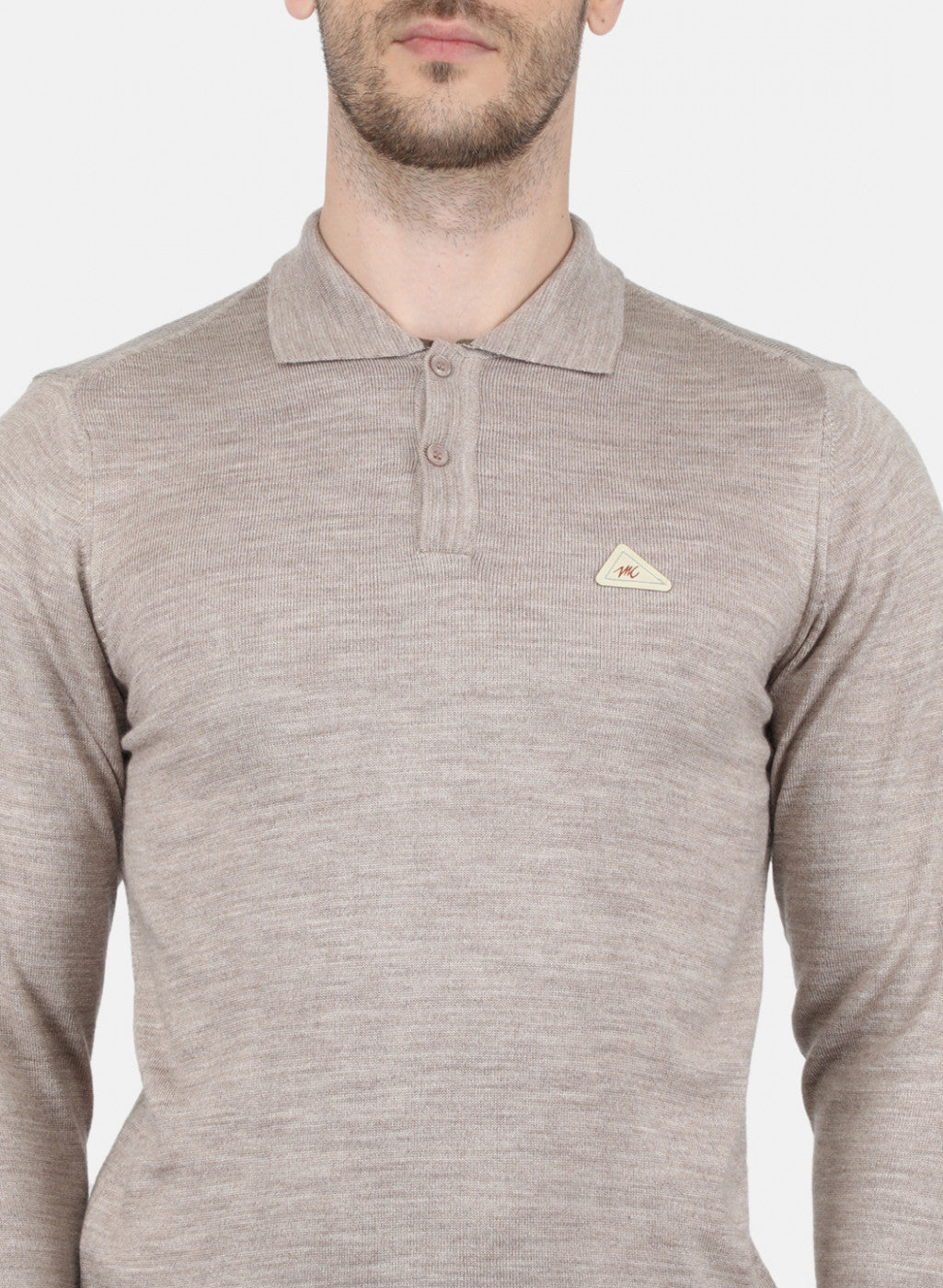 Men Beige Solid T-Shirt