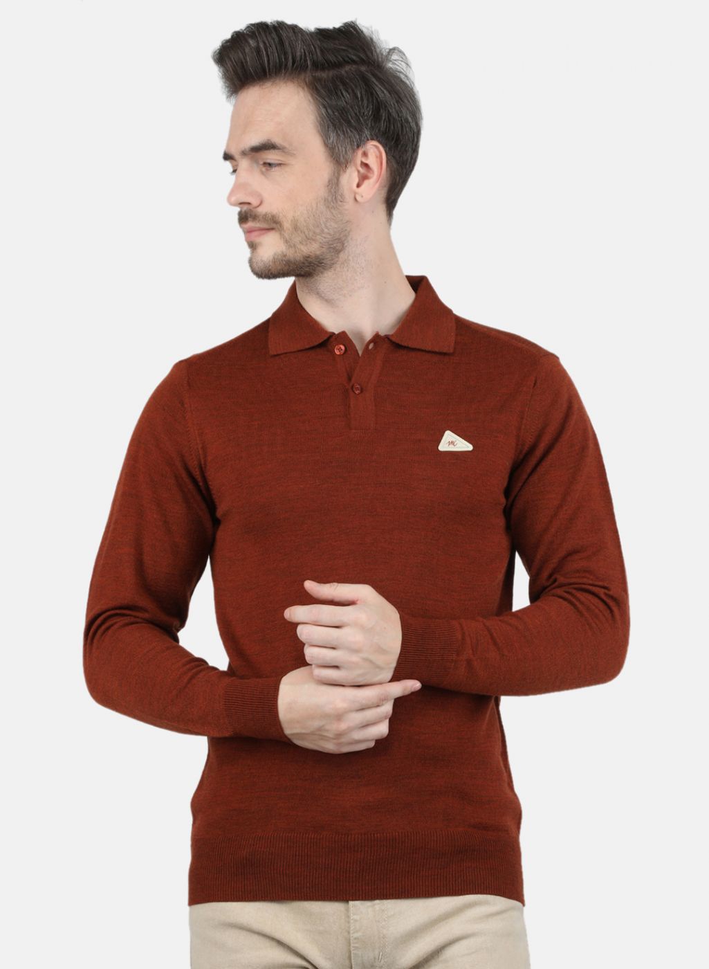 Men Brown Solid T-Shirt