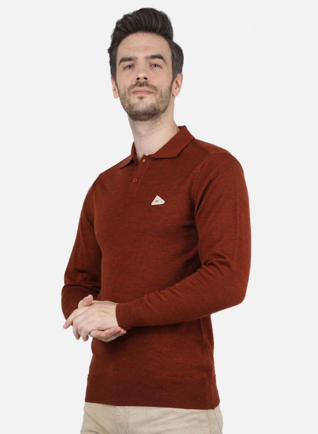 Men Brown Solid T-Shirt
