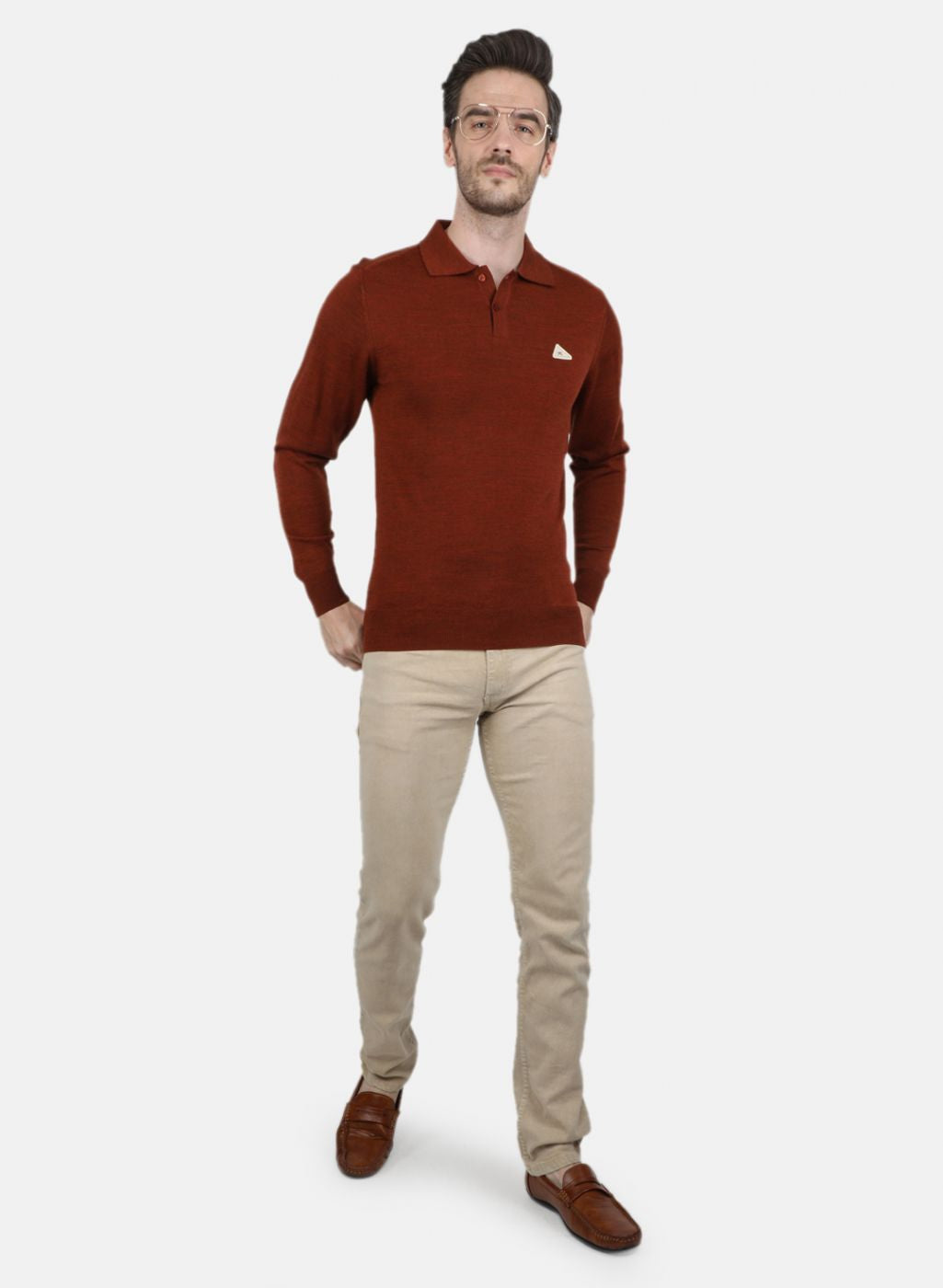 Men Brown Solid T-Shirt