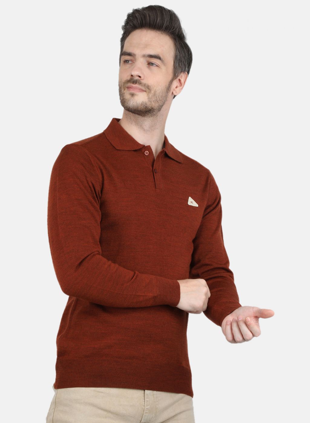 Men Brown Solid T-Shirt