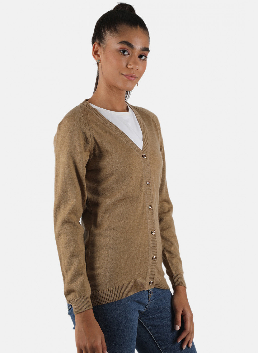 Women Brown Solid Cardigan
