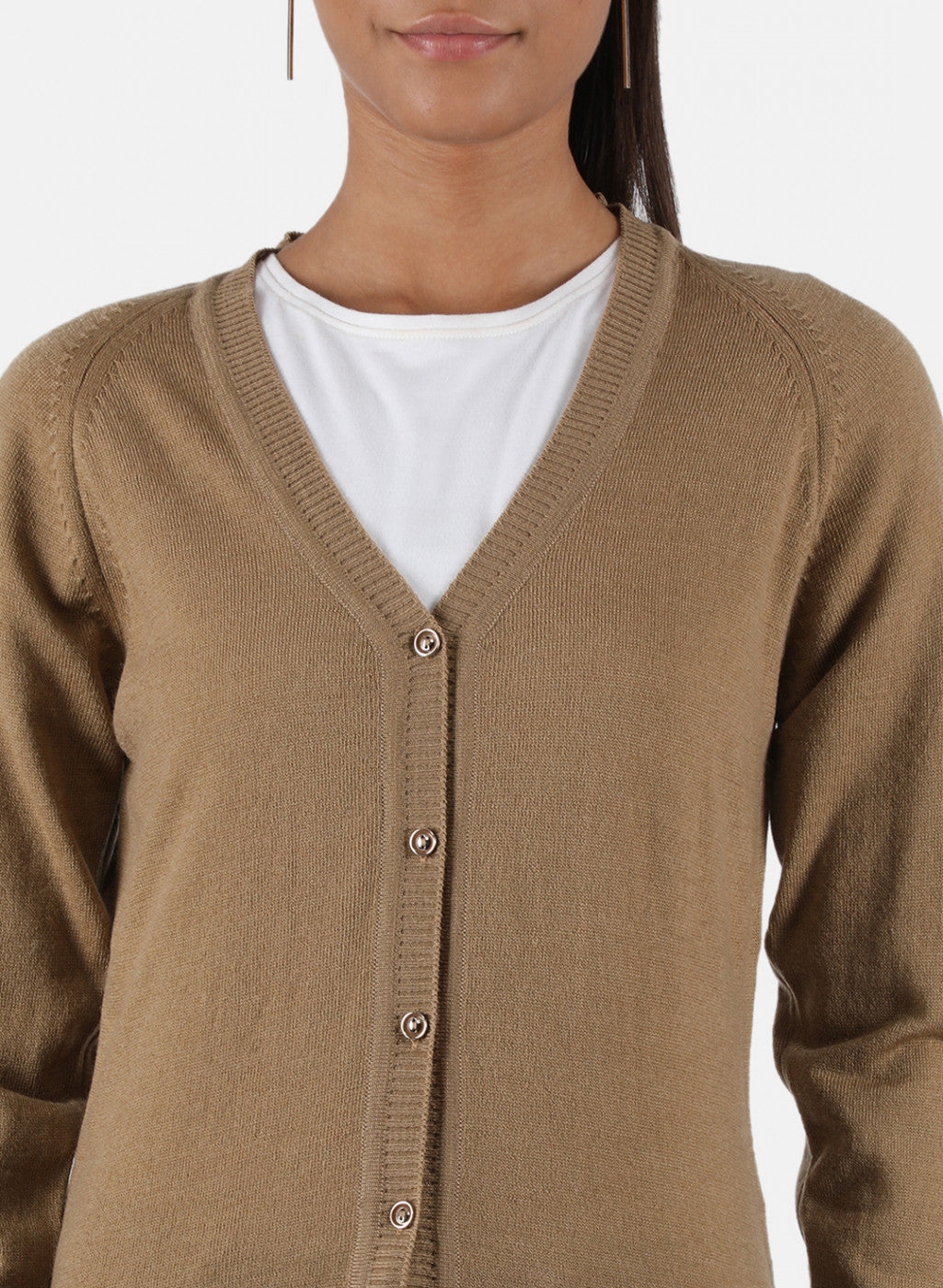 Women Brown Solid Cardigan