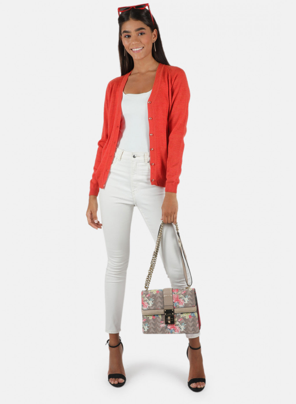 Women Orange Solid Cardigan