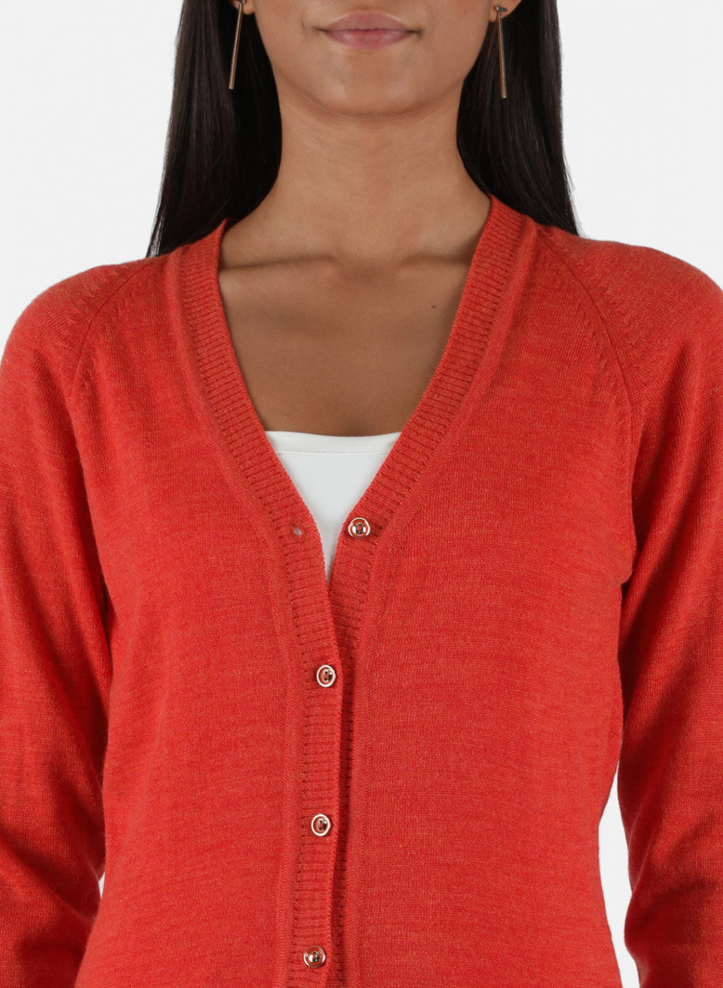 Women Orange Solid Cardigan