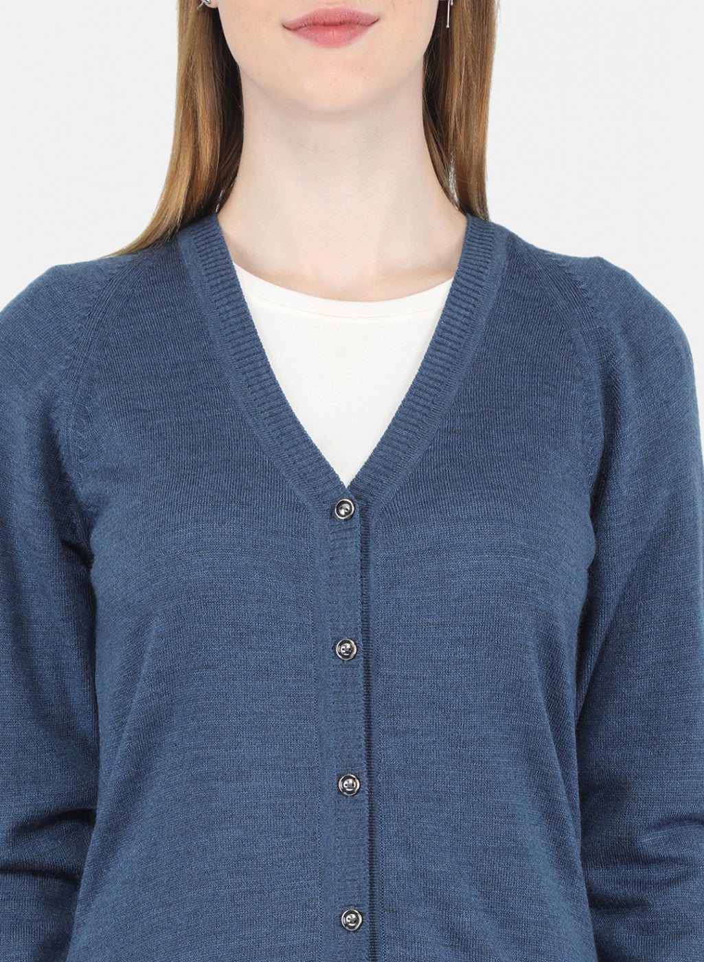 Women Blue Solid Cardigan