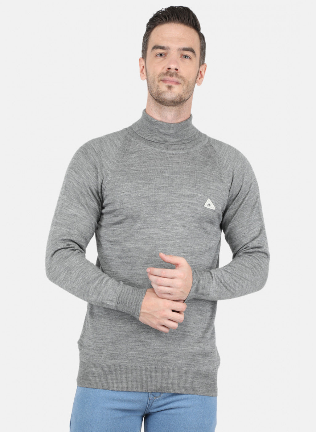 Men Grey Solid Pullover