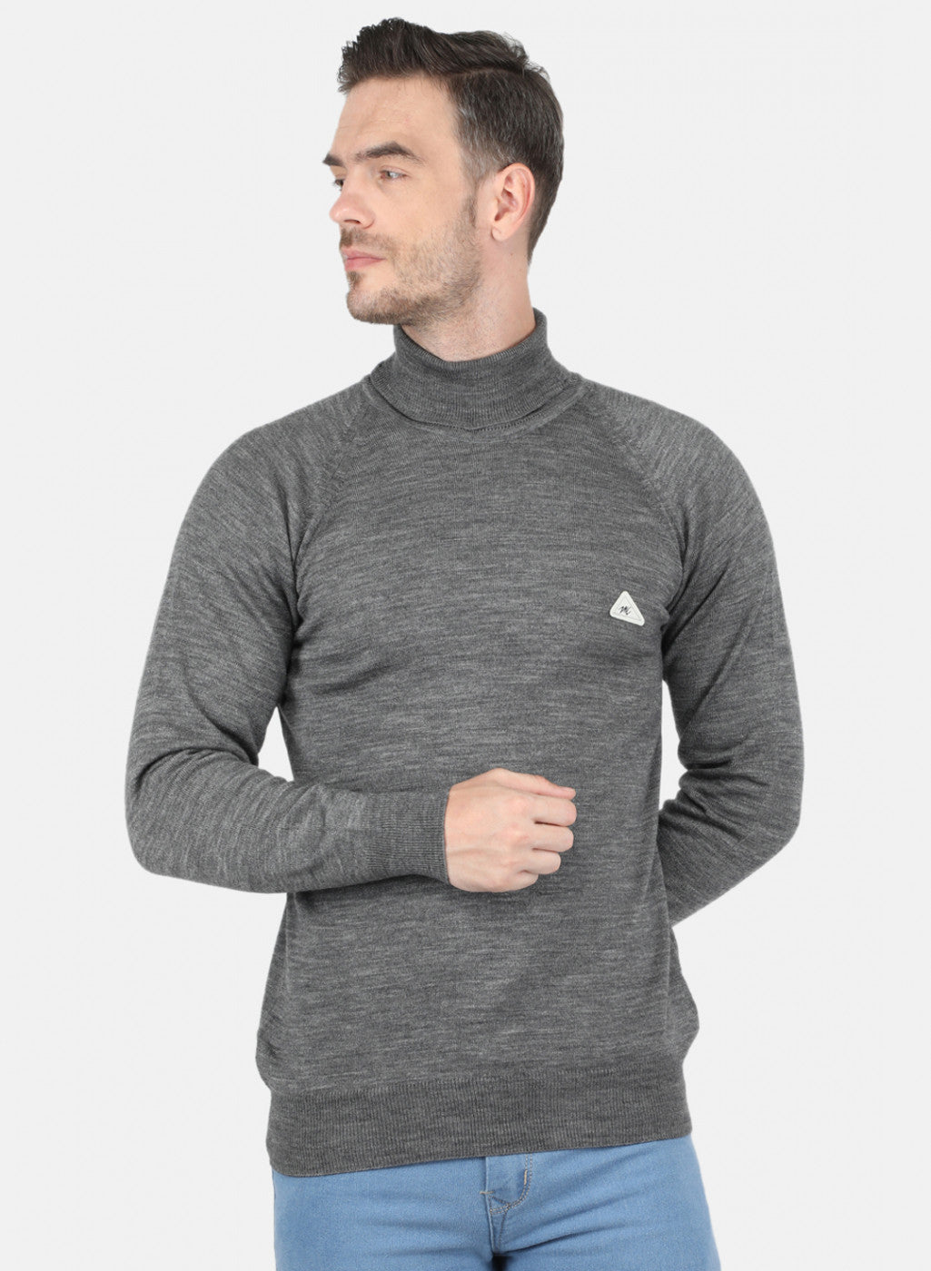 Men Dark Grey Solid Pullover