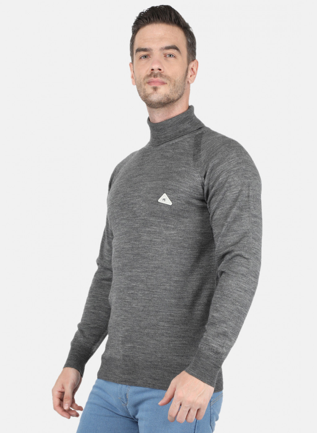 Men Dark Grey Solid Pullover
