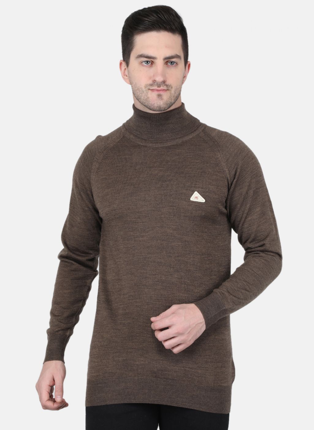 Men Brown Solid Pullover