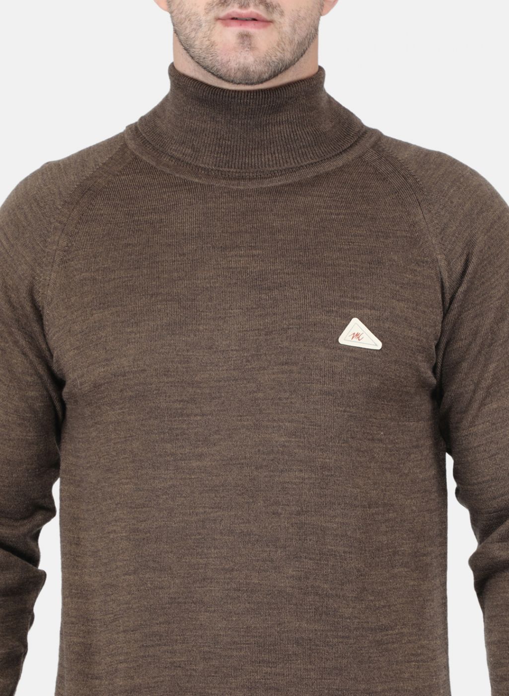 Men Brown Solid Pullover