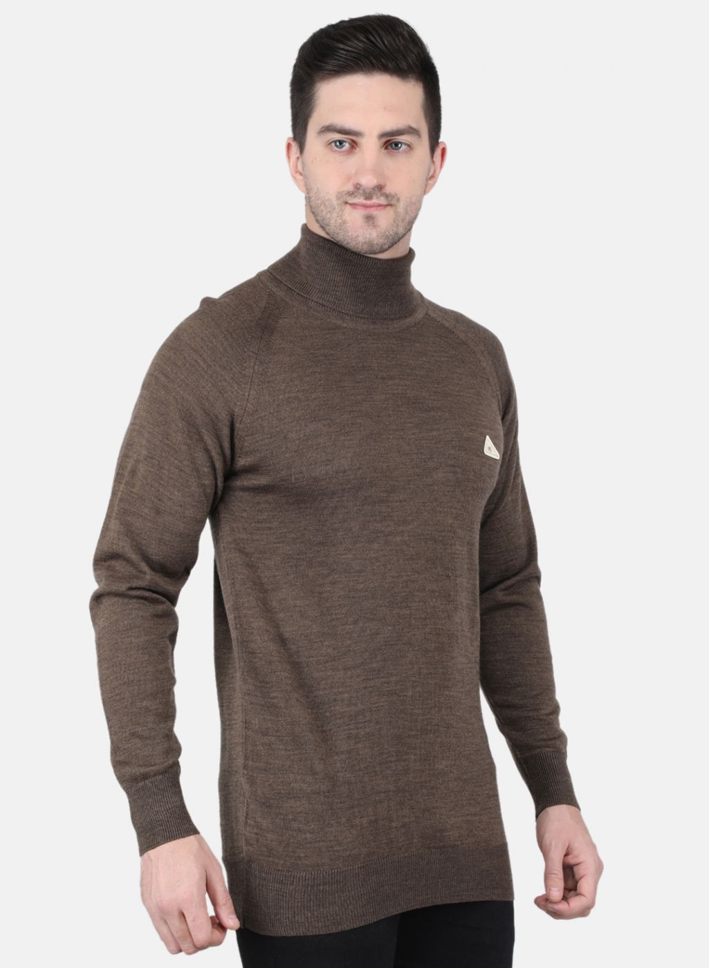 Men Brown Solid Pullover