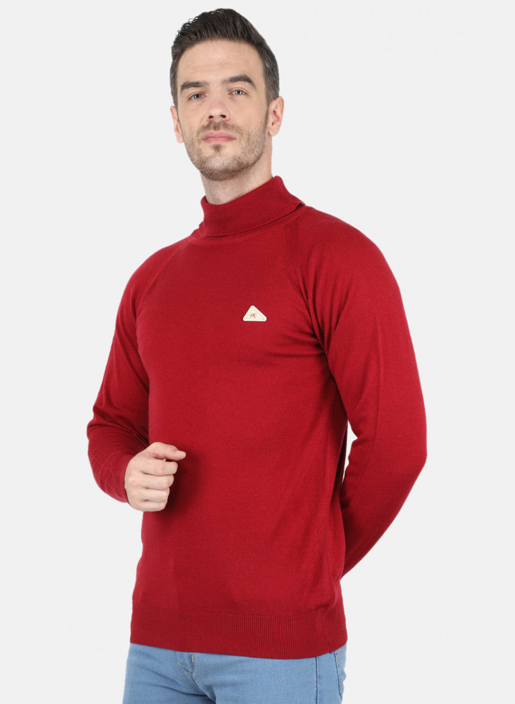 Men Maroon Solid Pullover