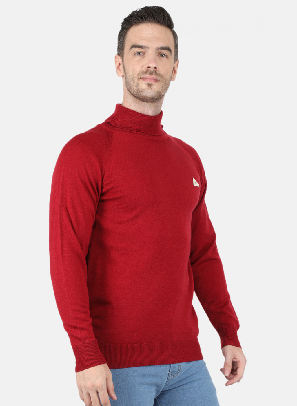 Men Maroon Solid Pullover