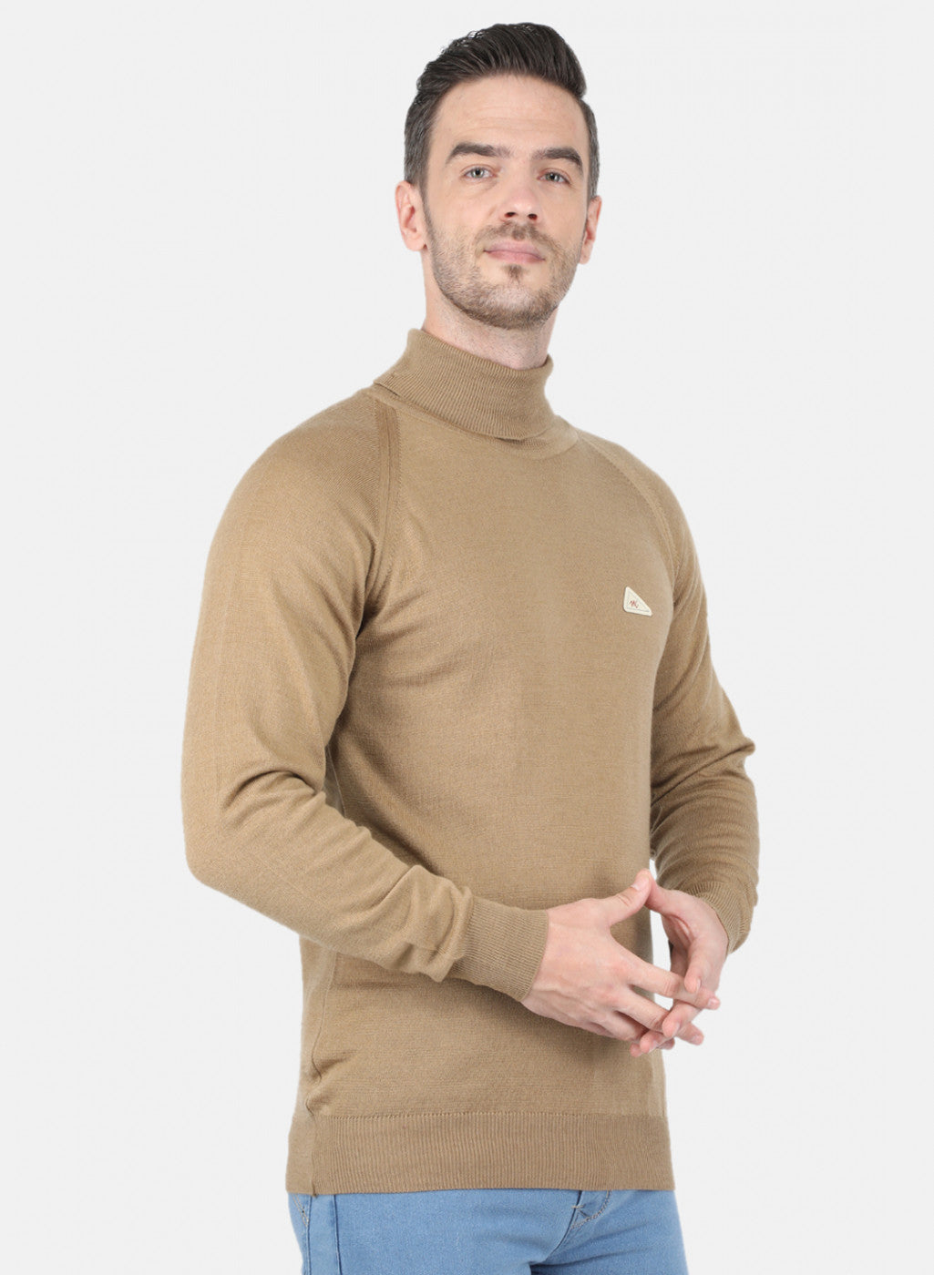 Men Brown Solid Pullover
