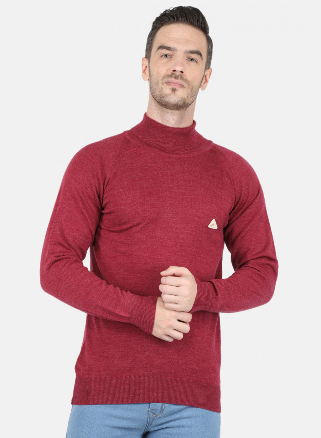 Men Red Solid Pullover