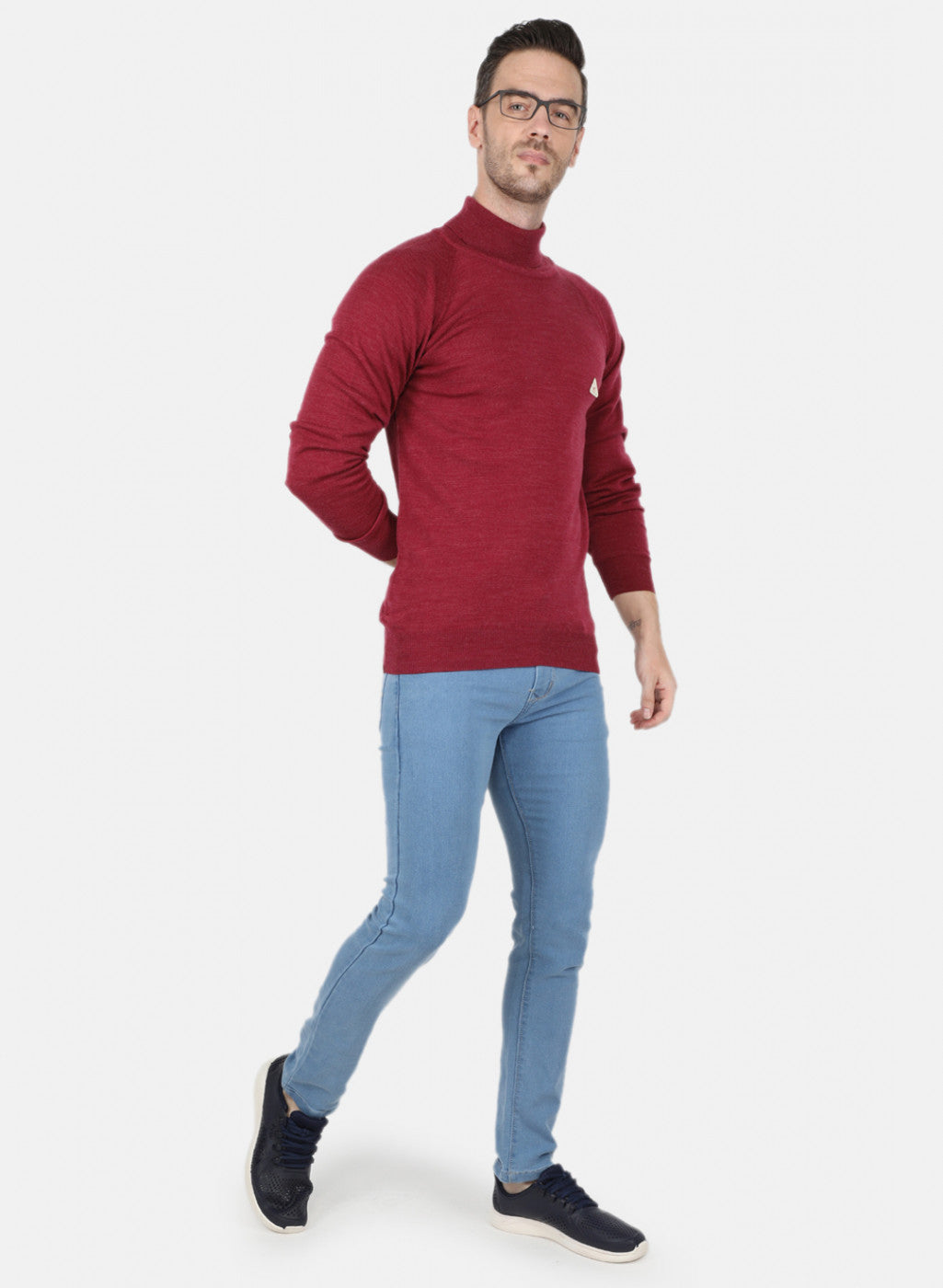 Men Red Solid Pullover